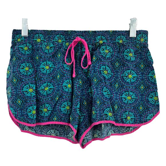 NOBO No Boundaries MEDIUM Blue Kaleidoscope Sun Dial Semi-Sheer Shorts - Picture 1 of 4